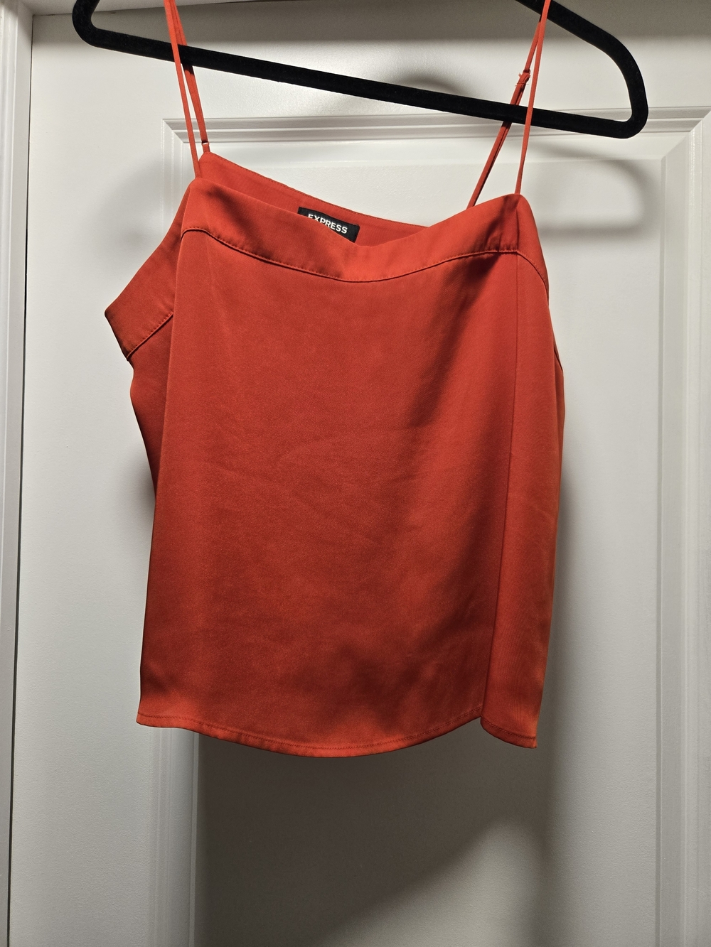 Express Orange-Red Spaghetti Strap Cropped Cami Top